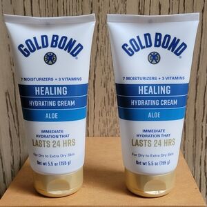 GOLD BOND Healing Hydrating Cream Lotion Aloe Dry, Extra Dry Skin 2 ea x 5.5 oz